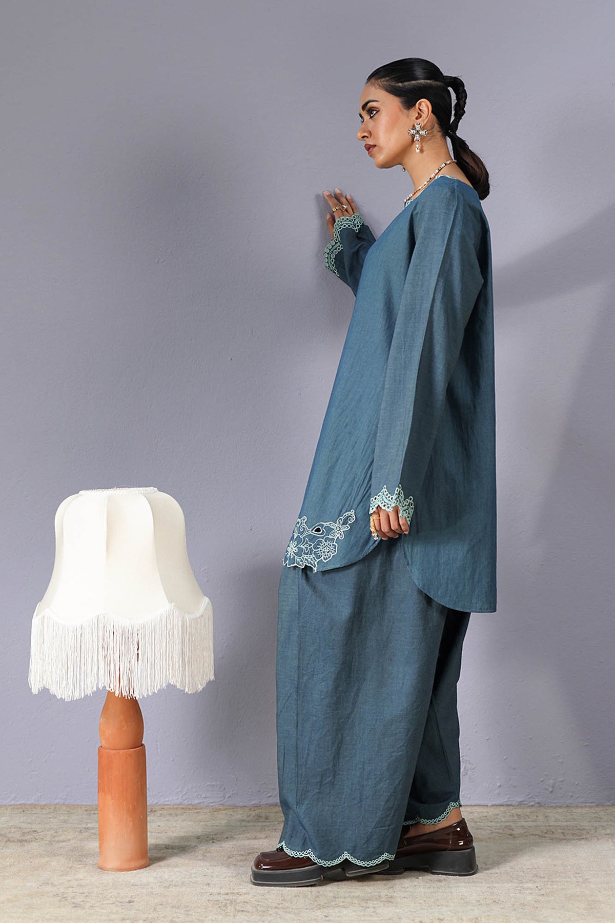 Embroidered Denim Dare Co-Ord set