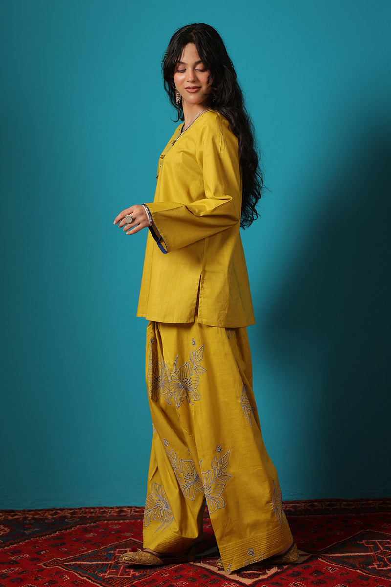 Embroidered Bloom Line Farshi Set