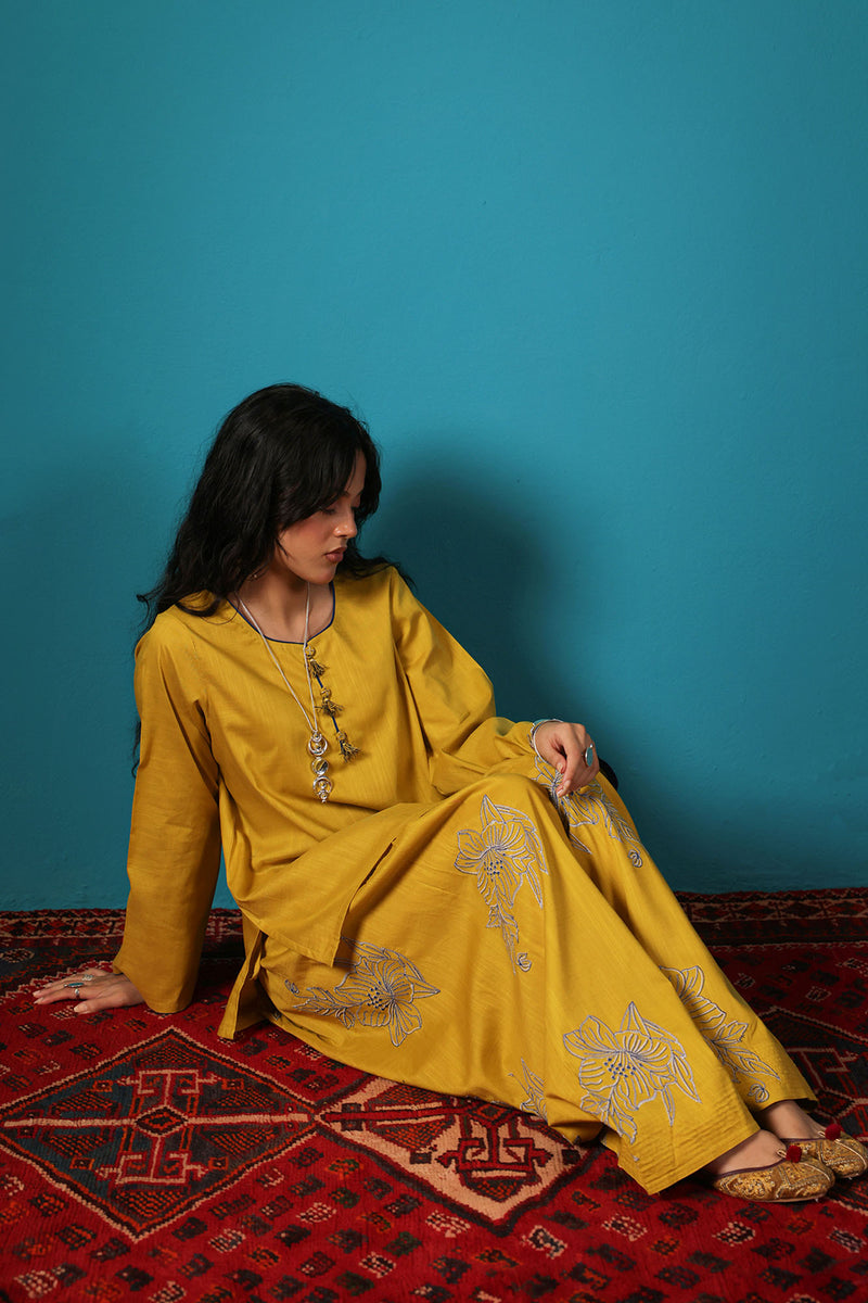 Embroidered Bloom Line Farshi Set
