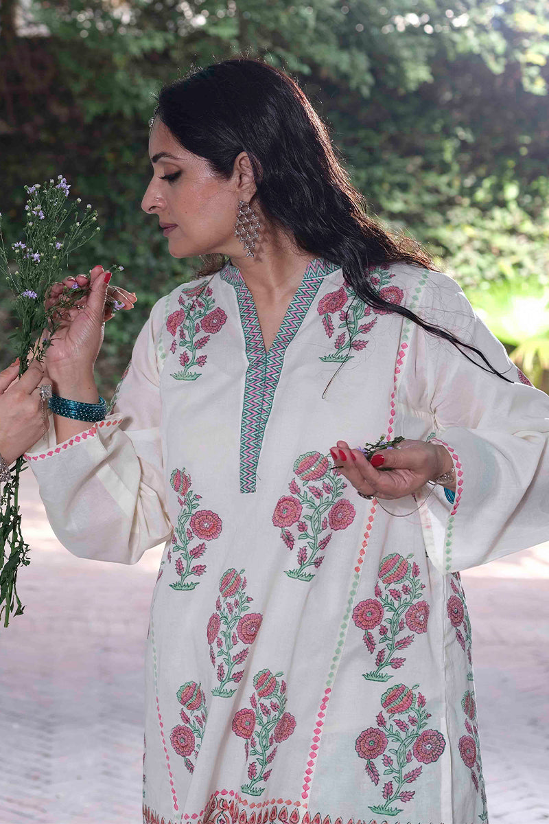 Block Printed Mukaish Set